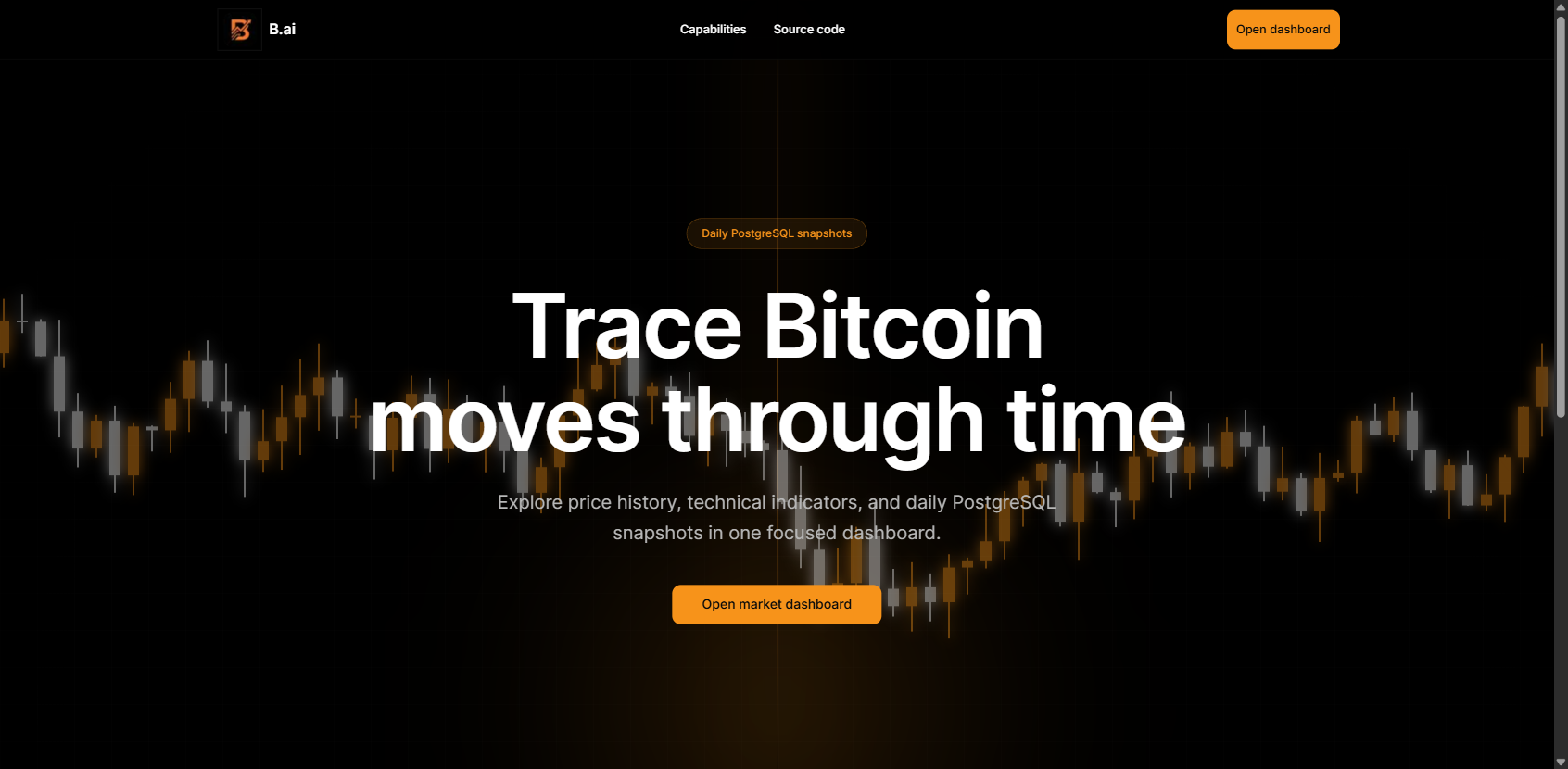 Static preview of the Bitcoin Analysis Dashboard homepage