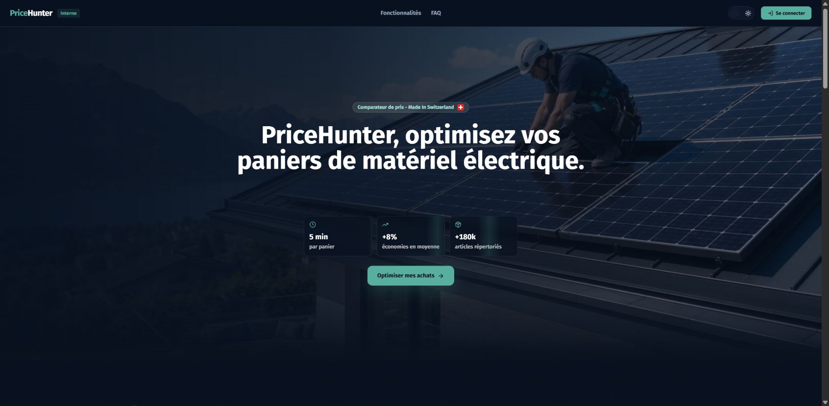 Hero PriceHunter vérifié dans Chrome